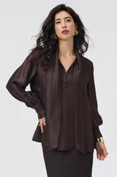 Espresso Cotton Tie Blouse