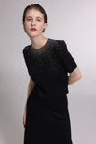 Starry black short sleeve sweater