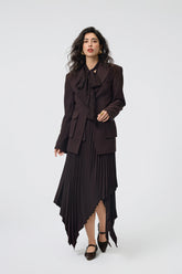 Espresso Lace Bow Blouse