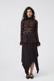 Espresso Pleated Asymmetrical Skirt