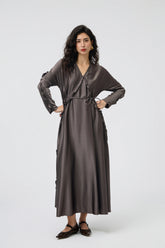 Smoke Brown Ruffle Dress