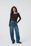 Sculpted Barrel-Leg Jeans