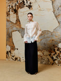 High Neck Silk Organza Blouse