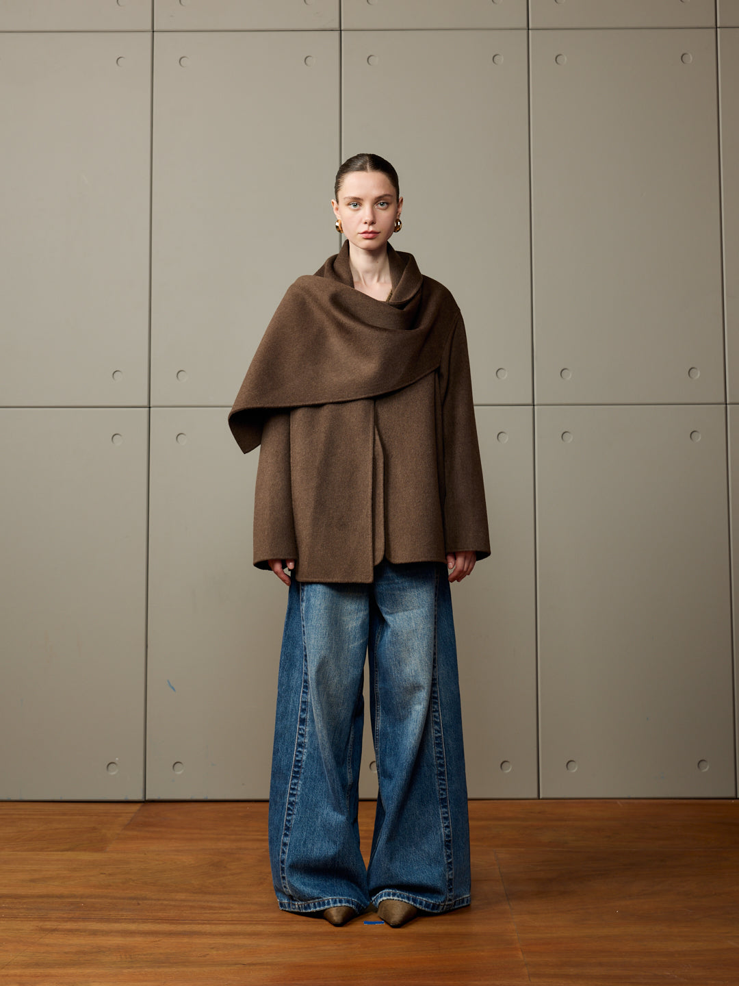 Oversized Scarf Wool Coat