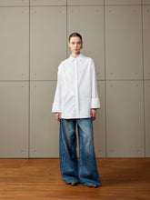 White Cotton Shirt with Floral Applique Detail