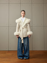 Cream Fox Fur Trim Short Coat