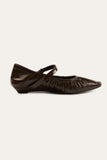 Espresso Leather Strap Flats