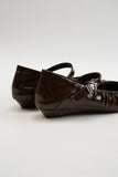 Espresso Leather Strap Flats