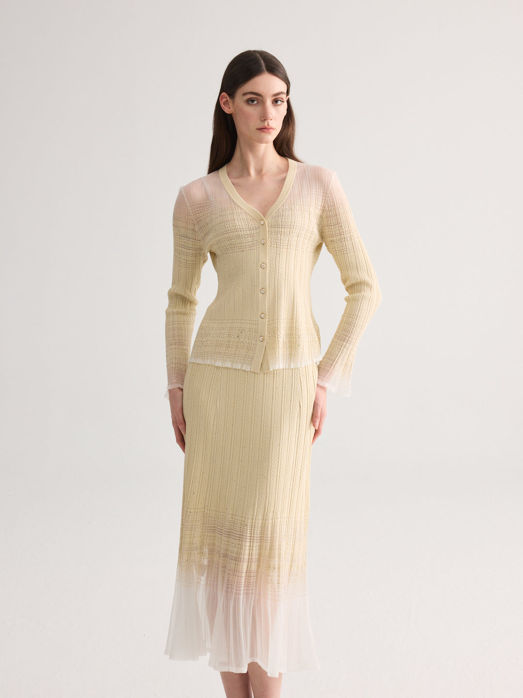 Diamond Weave Beige Knit Set