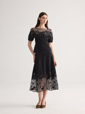 Black Blossom short sleeve knit Set
