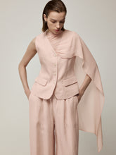 Pink Sleeveless Blouse and Trousers Set