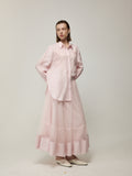 Pink Sheer Mesh Layered Skirt