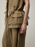 Mid-Length Tulle Ruffle Waistcoat and Trousers Set