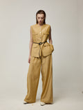 Textured Sleeveless Jacket and Trousers Set