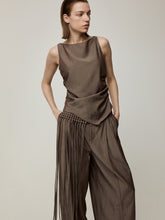 Asymmetric Top and Tassel Detail Trousers Set