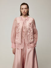 Open-Front Botanical Embroidered Set( Waistcoat+Blouse+Trousers)