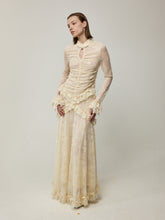 Flounce Cuff Embellished Lace Dress