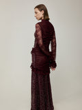 Flounce Cuff Embellished Lace Dress