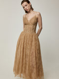 Beige Lace Dress with Bodice