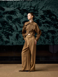 The Riviera Linen-Blend Arc Shirt Brown & Beige