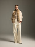 Beige Fox Wool-Cashmere Sculpted Jacket