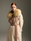 Beige Fox Fur Long Coat