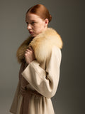 Beige Fox Fur Long Coat