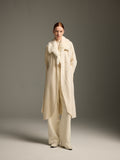 Ivory Wool-Cashmere Long Coat with Mink Fur Shawl Collar