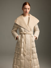 Detachable Wool-Silk Scarf Long Down Jacket