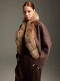 Chocolate Fox Fur Cashmere Sculpted Jacket