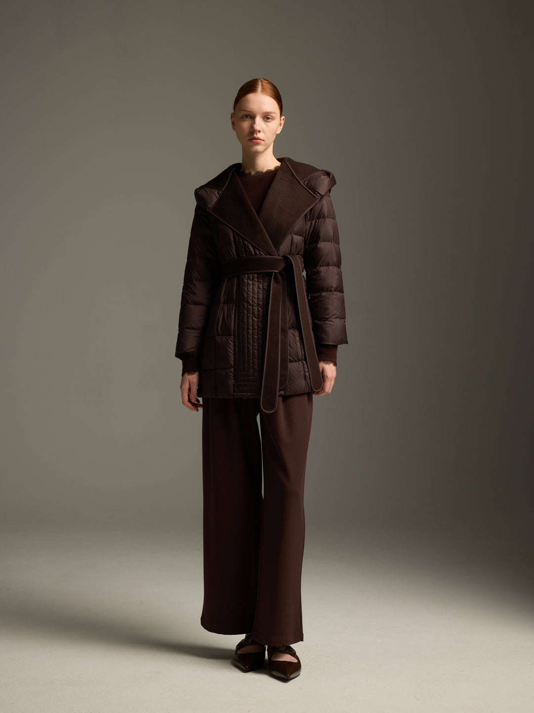 Detachable Wool Hooded Short Down Jacket