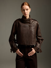 Espresso Brown Cropped Lambskin Jacket