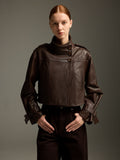 Espresso Brown Cropped Lambskin Jacket