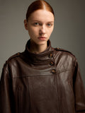 Espresso Brown Cropped Lambskin Jacket