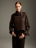 Espresso Brown Cropped Lambskin Jacket