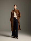 Chocolate Trench Coat with Belted Silhouette