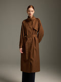 Chocolate Trench Coat with Belted Silhouette