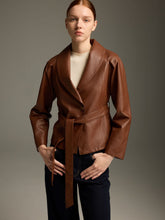 Chestnut Brown Lambskin Wrap Jacket