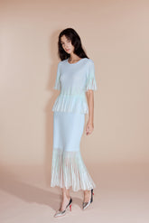 Mermaid V-Neck Short-sleeve Cardigan and Skirt Set