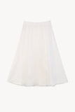 Elegant Silk-Trimmed Wool-Silk Blend Midi Skirt