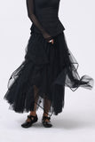 Black Embroidered Layered Tulle Skirt