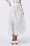 White Embroidered Layered Tulle Skirt