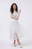 White Embroidered Layered Tulle Skirt