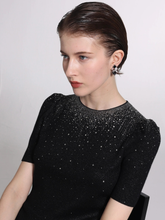Starry black short sleeve sweater