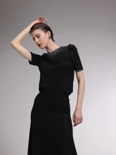 Starry black short sleeve sweater