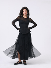 Black Embroidered Layered Tulle Skirt