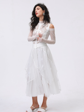 White Embroidered Layered Tulle Skirt