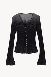 Sheer Black Crystal Knit Cardigan