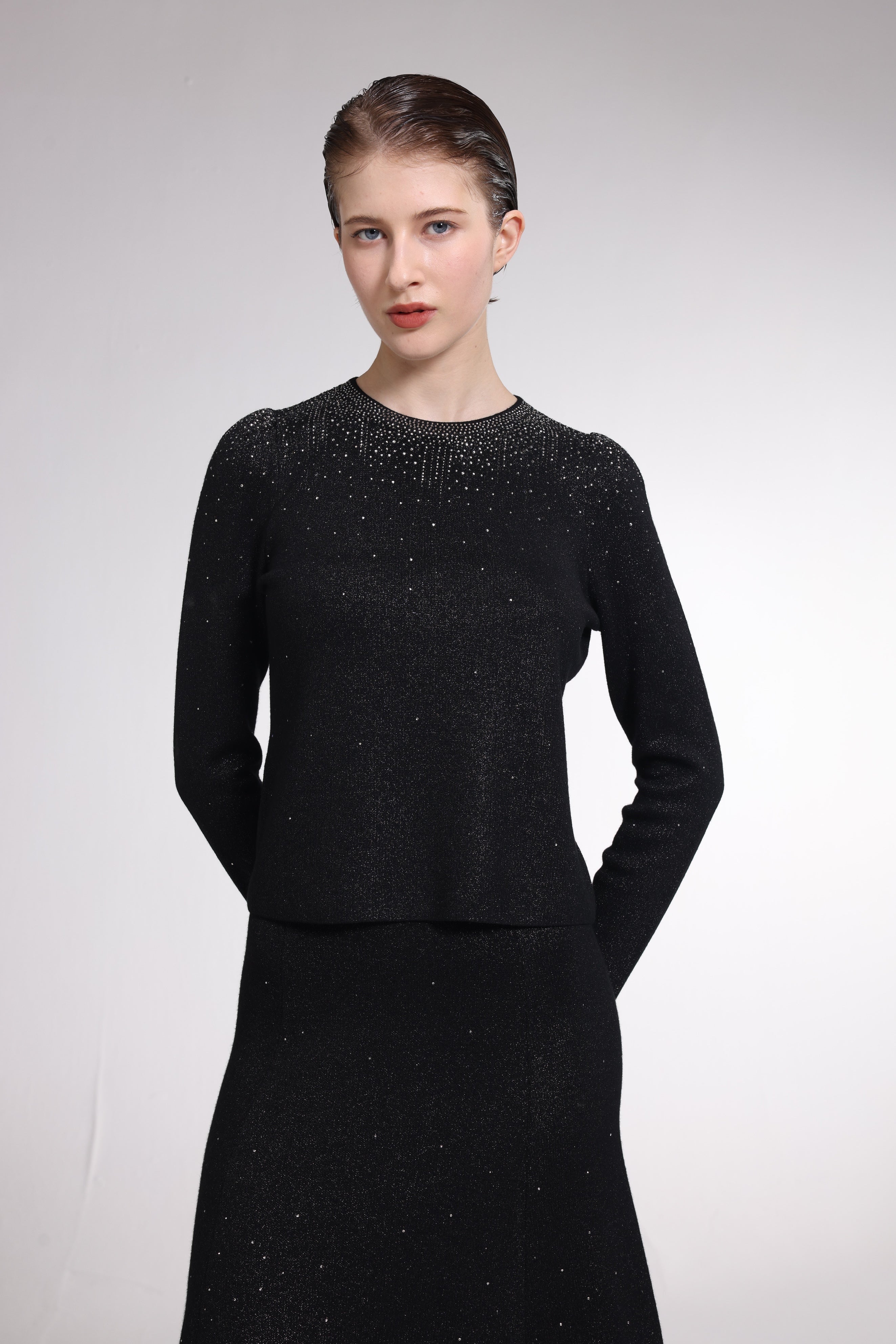 Starry black long sleeve sweater
