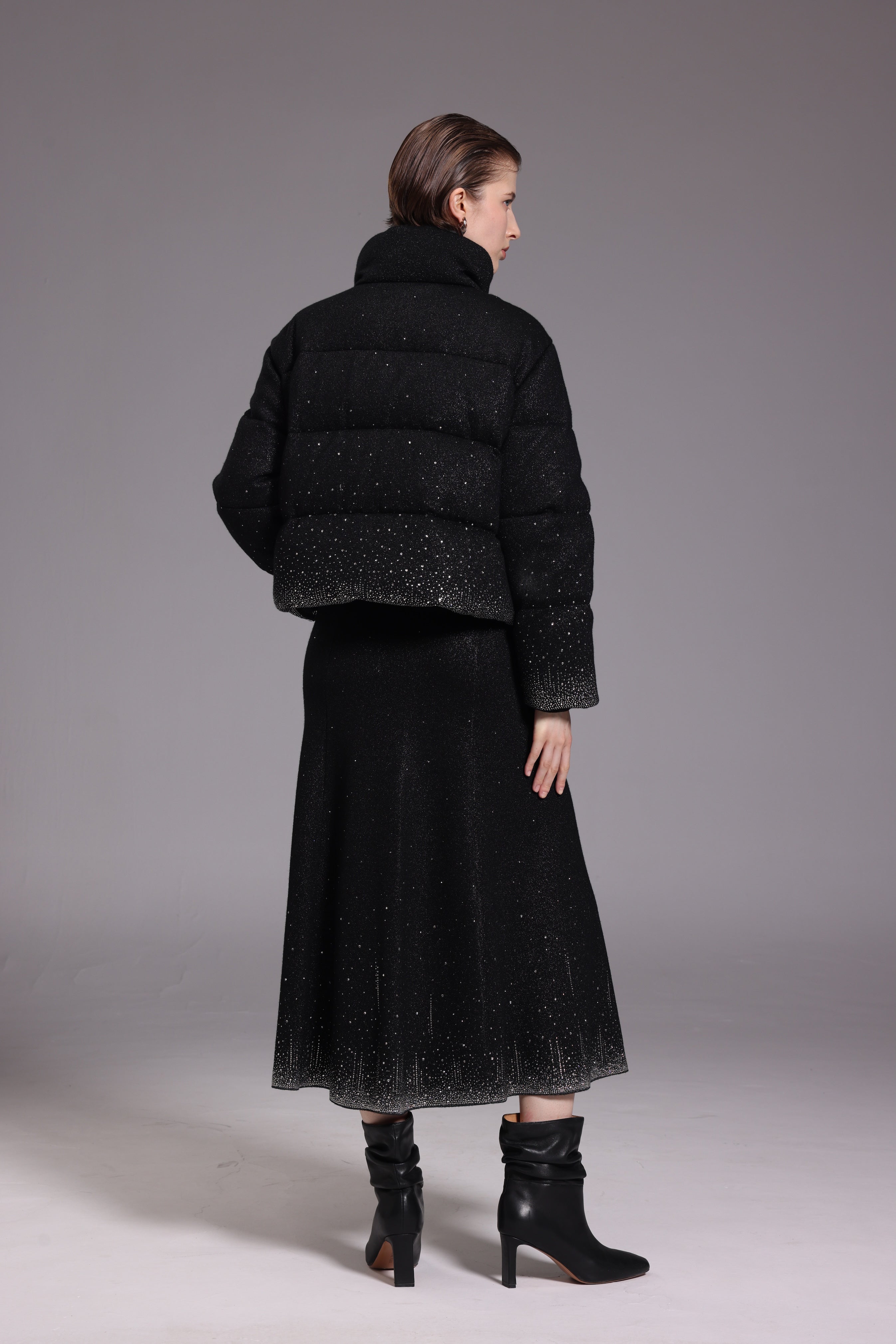 Starry  black down jacket